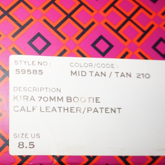 Tory Burch Kira 70mm Calf Leather Bootie Tan size 8.5 - Picture 16 of 16